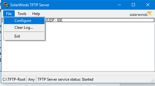 Screenshot of SolarWinds TFTP Server