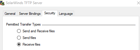 SolarWinds TFTP Server Security Tab